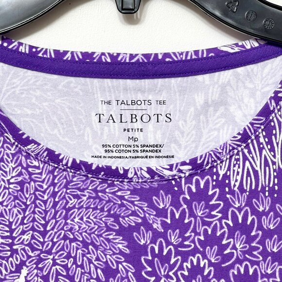 Talbots Cotton Crewneck Short Sleeve Tee in Deep Lavender/White Mp - Picture 4 of 8